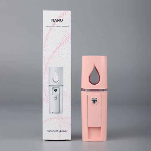 Pink Portable Nano Facial Mister - 20mL USB Rechargeable Hydrating Sprayer for Face & Skin V888-ELOSUNG40263