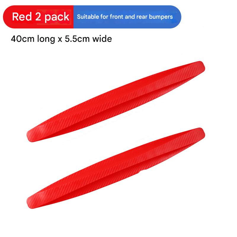 3-PCS Red Universal Car Bumper Protector Strips - Carbon Fiber Look Anti-Scratch Guards (2-Pack) V888-ELOSUNG40278