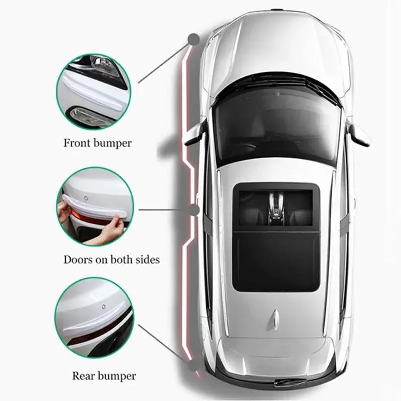 3-PCS Red Universal Car Bumper Protector Strips - Carbon Fiber Look Anti-Scratch Guards (2-Pack) V888-ELOSUNG40278
