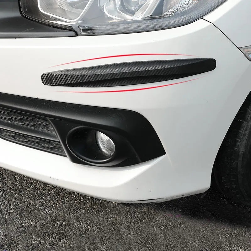 3-PCS Red Universal Car Bumper Protector Strips - Carbon Fiber Look Anti-Scratch Guards (2-Pack) V888-ELOSUNG40278