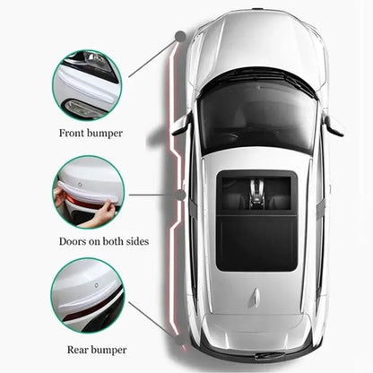 3-PCS Grey Universal Car Bumper Protector Strips - Carbon Fiber Look Anti-Scratch Guards (2-Pack) V888-ELOSUNG40279