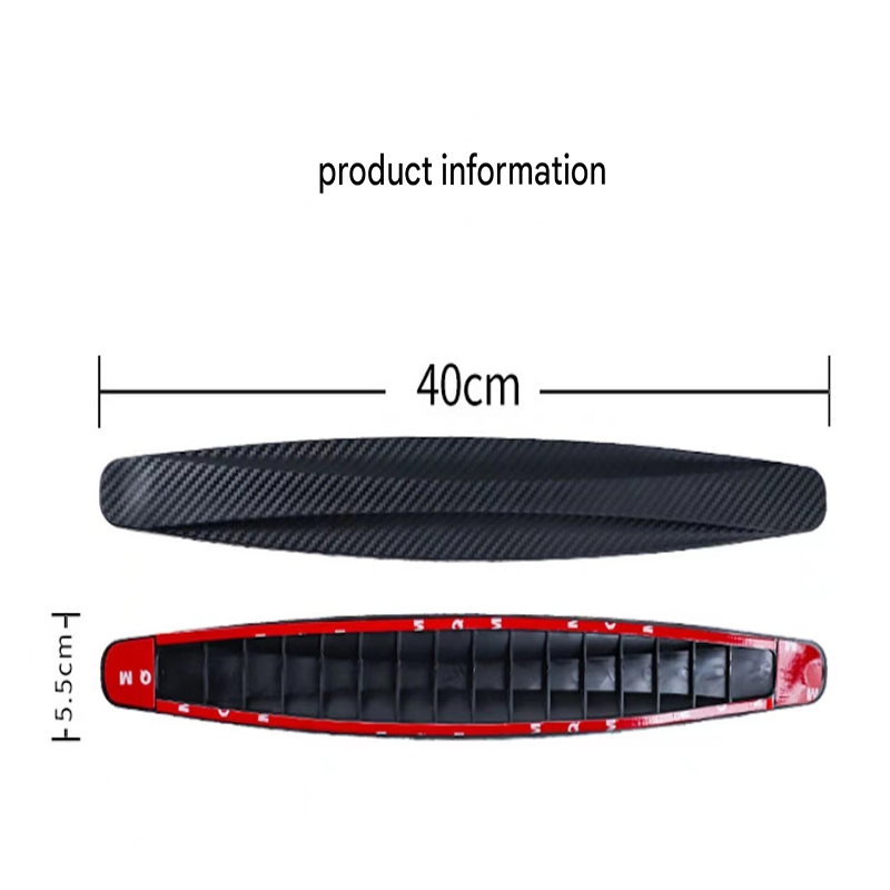 3-PCS Black Universal Car Bumper Protector Strips - Carbon Fiber Look Anti-Scratch Guards (2-Pack) V888-ELOSUNG40280
