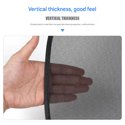 Black Universal Car Window Sun Shade Set - Mesh Fabric UV Protection(One solid rear panel + two angled panels V888-ELOSUNG40283
