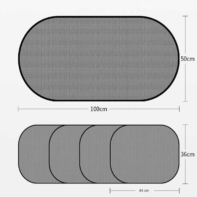 Black Universal Car Window Sun Shade Set - Mesh Fabric UV Protection(One solid rear panel + two angled panels V888-ELOSUNG40283
