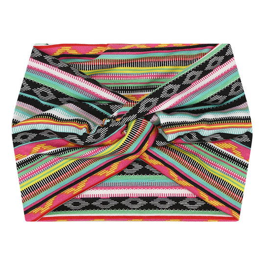 5-PCS Colorful stripes Women's Extra Wide Turban Headband - Elastic Yoga & Sports Hair Wrap V888-ELOSUNG40296