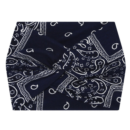 5-PCS The cashew nuts are dark blue Women's Extra Wide Turban Headband - Elastic Yoga & Sports Hair Wrap V888-ELOSUNG40299
