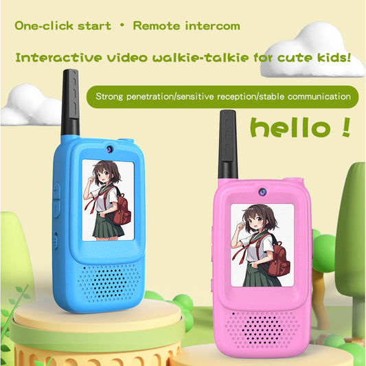 Kids Video Walkie Talkie 2-Pack with 2-inch Screen - Long Range, Clear Sound & Voice Changer for Outdoor Fun V888-ELOSUNG40309