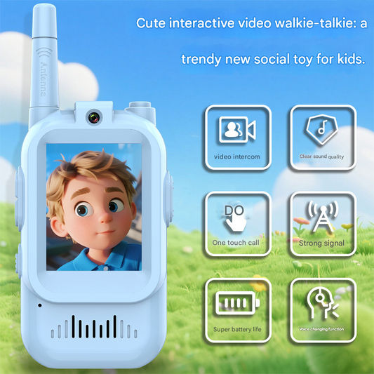 Kids Video Walkie Talkie 2-Pack with 2-inch Screen - Long Range, Clear Sound & Voice Changer for Outdoor Fun V888-ELOSUNG40309