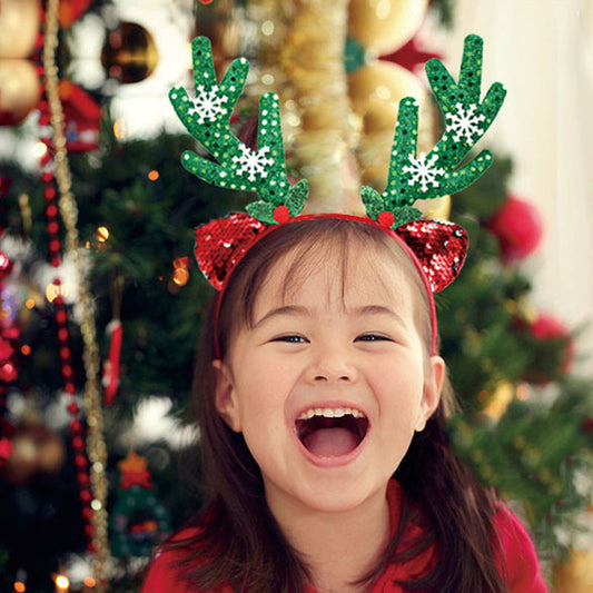 3-PCS Elk head Festive Christmas Headbands for Adults & Kids - Reindeer Antlers, Santa, Snowman & Christmas V888-ELOSUNG40333