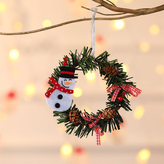 Snowman Mini Christmas Wreath Ornaments (11cm) - Festive Santa, Snowman & Reindeer Decor for Doors & Windows V888-ELOSUNG40336