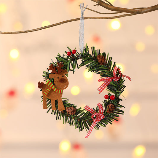 Elk Mini Christmas Wreath Ornaments (11cm) - Festive Santa, Snowman & Reindeer Decor for Doors & Windows V888-ELOSUNG40337