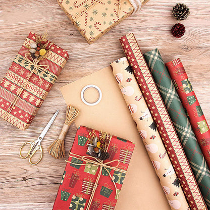 Christmas Gift Wrapping Paper 6-Pack - Vintage Kraft Style for Holiday Presents, 70x100cm V888-ELOSUNG40343