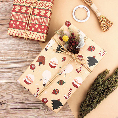 Christmas Gift Wrapping Paper 6-Pack - Vintage Kraft Style for Holiday Presents, 70x50cm V888-ELOSUNG40344