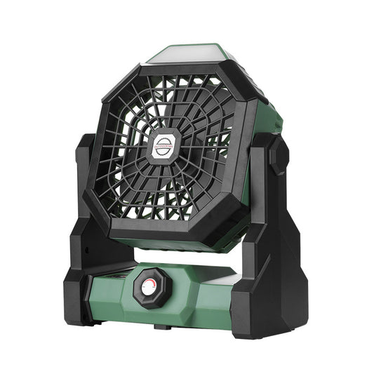 Black and green Portable Outdoor Camping Fan with LED Light - Rechargeable USB Tent Fan for Australia V888-ELOSUNG40353