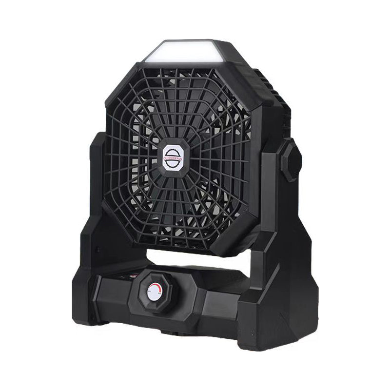 Black Portable Outdoor Camping Fan with LED Light - Rechargeable USB Tent Fan for Australia V888-ELOSUNG40354