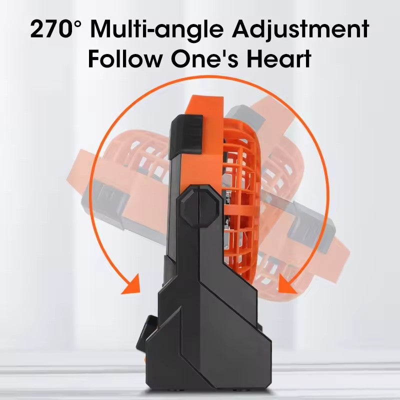 Black Portable Outdoor Camping Fan with LED Light - Rechargeable USB Tent Fan for Australia V888-ELOSUNG40354