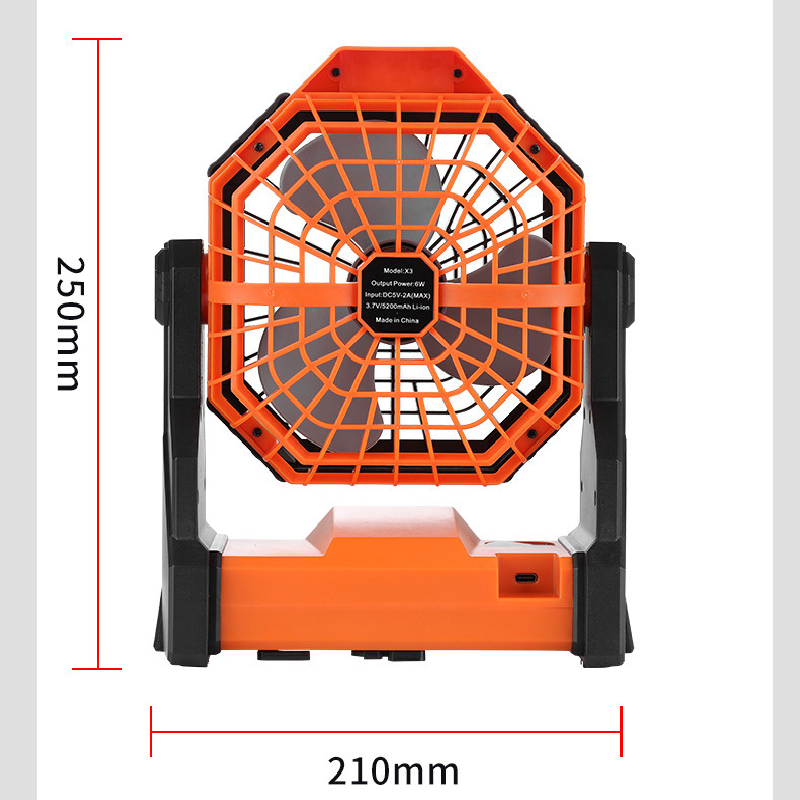 Black Portable Outdoor Camping Fan with LED Light - Rechargeable USB Tent Fan for Australia V888-ELOSUNG40354