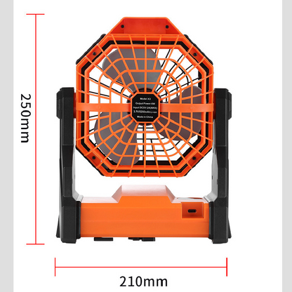 Black Portable Outdoor Camping Fan with LED Light - Rechargeable USB Tent Fan for Australia V888-ELOSUNG40354