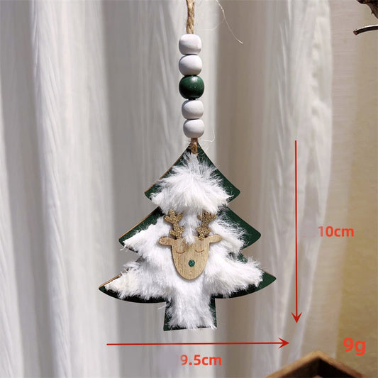 3-PCS Green wood chip trees Christmas Ornaments Hanging Pendants Nordic Style Gnomes and Reindeer with Faux V888-ELOSUNG40374