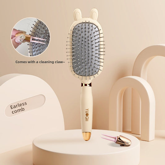 Rabbit ear comb Soft Touch Air Cushion Hair Brush with Built-in Cleaning Claw Detangling Massage Comb for Wet V888-ELOSUNG40399