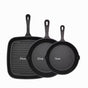 Three-piece set Heavy Duty Cast Iron Skillet & Grill Pan Thickened Vintage Style Cookware for Steak Breakfast V888-ELOSUNG40410