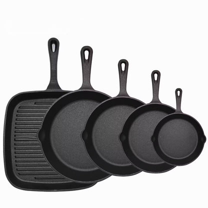 Five-piece set Heavy Duty Cast Iron Skillet & Grill Pan Thickened Vintage Style Cookware for Steak Breakfast V888-ELOSUNG40411