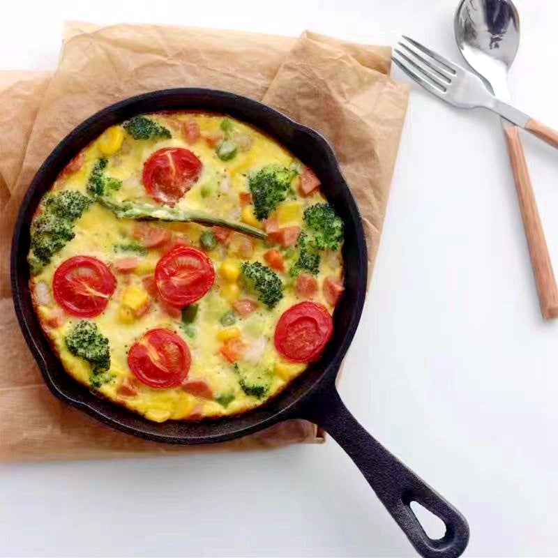 Five-piece set Heavy Duty Cast Iron Skillet & Grill Pan Thickened Vintage Style Cookware for Steak Breakfast V888-ELOSUNG40411