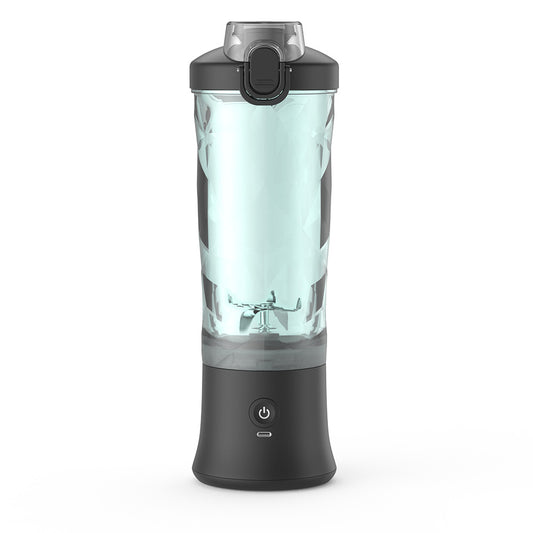 Black Portable Blender 600ml Personal Smoothie Maker USB Rechargeable Juicer Cup with 6 Stainless Steel V888-ELOSUNG40413