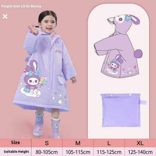 Purple rabbit Kids Waterproof Raincoat with Expandable Backpack Slot Hooded Rain Jacket for Boys & Girls V888-ELOSUNG40420