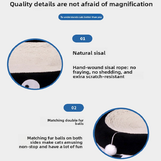Round black coal balls Large Cat Scratcher Bed 2 in 1 Sisal Scratching Pad & Plush Lounge Nest Durable Claw V888-ELOSUNG40436