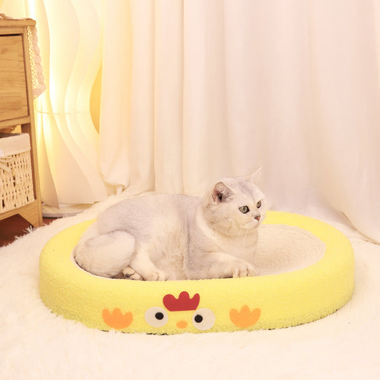 Oval-shaped braised chicken Large Cat Scratcher Bed 2 in 1 Sisal Scratching Pad & Plush Lounge Nest Durable V888-ELOSUNG40439