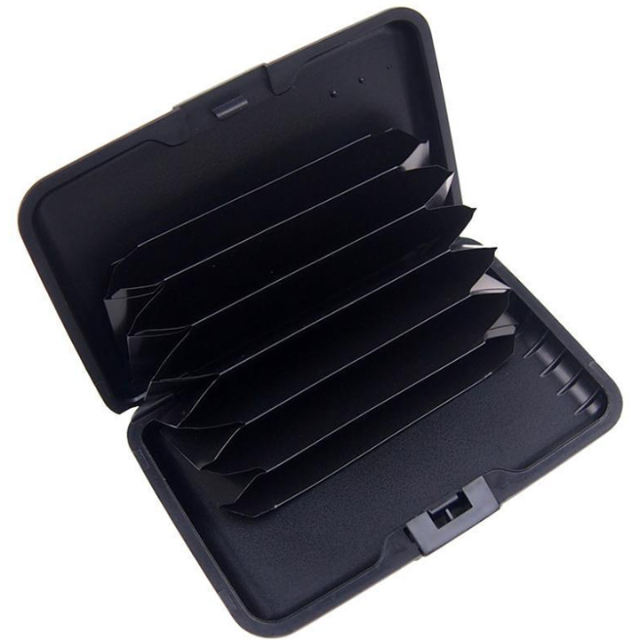 3-Pcs Brown Slim Aluminium Credit Card Holder RFID Blocking Wallet Hard Shell Case Business Card Organiser V888-ELOSUNG40463