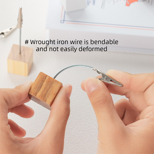Black 4 Pack Wooden Cube Memo Clips Photo Holders with Flexible Wire Alligator Clasp for Weddings Home and V888-ELOSUNG40468