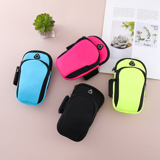 Black Sports Running Armband Bag Water Resistant Phone Pouch with Dual Zipper Pockets Earphone Hole for Gym V888-ELOSUNG40477