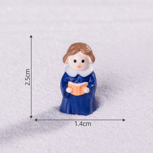 Blue girl 5 Pack Miniature Christmas Figurines DIY Micro Landscape Decoration Accessories Cute Resin V888-ELOSUNG40486