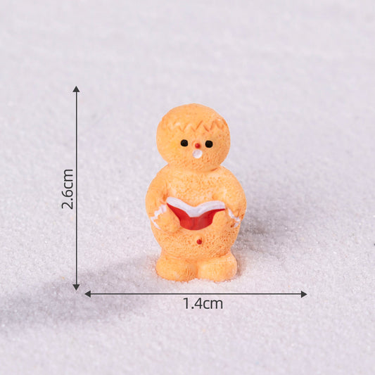 Yellow gingerbread man 5 Pack Miniature Christmas Figurines DIY Micro Landscape Decoration Accessories Cute V888-ELOSUNG40488