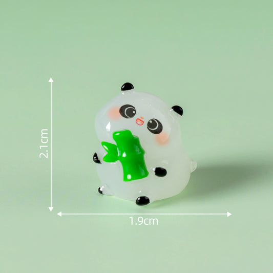 5-PCS Transparent large bamboo Cute Glow in the Dark Panda Figurines Resin Miniature Ornaments for DIY Fairy V888-ELOSUNG40491