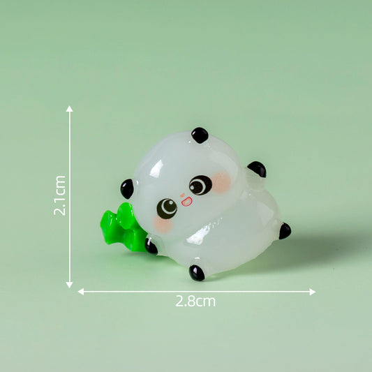 5-PCS Transparent lying bamboo Cute Glow in the Dark Panda Figurines Resin Miniature Ornaments for DIY Fairy V888-ELOSUNG40492