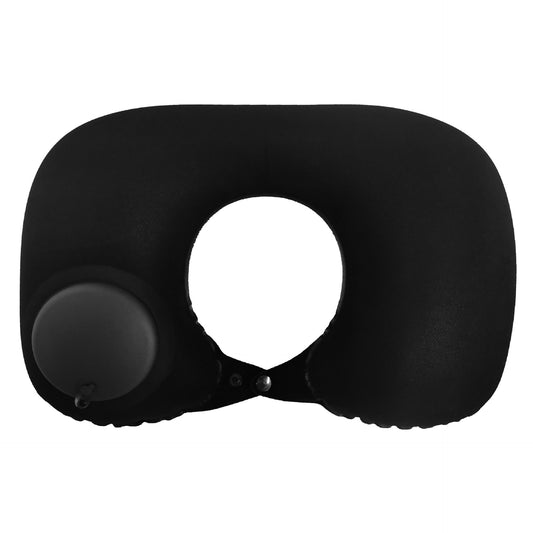 2-PCS Black Inflatable Travel Neck Pillow Press to Inflate U-Shape Soft Flocking Support Cushion for Airplane V888-ELOSUNG40535