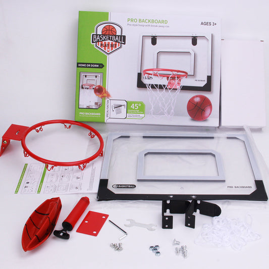 Indoor mini basketball hoop with one 14cm ball Folds flat for door mounting Spring-loaded action with V888-ELOSUNG40538