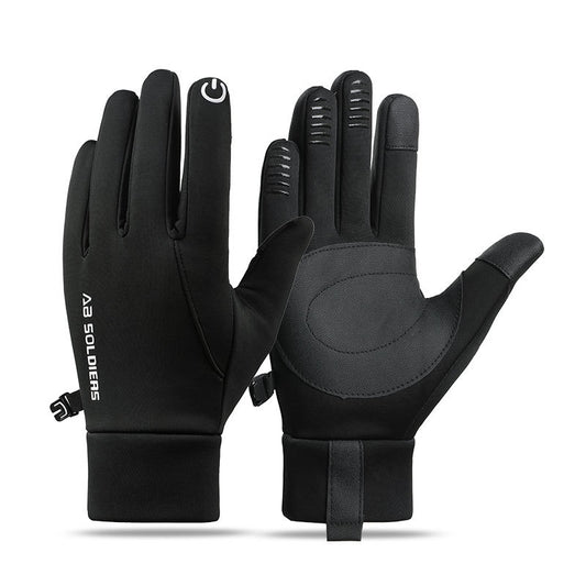 Black Winter Thermal Gloves for Men Outdoor Cycling Driving Waterproof Touch Screen Warm Fleece Lining V888-ELOSUNG40539