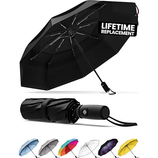 Black Automatic Windproof Travel Umbrella Compact Folding Umbrella Auto Open and Close with Vented Double V888-ELOSUNG40545