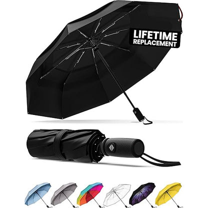 Black Automatic Windproof Travel Umbrella Compact Folding Umbrella Auto Open and Close with Vented Double V888-ELOSUNG40545