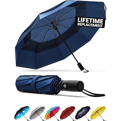 Blue Automatic Windproof Travel Umbrella Compact Folding Umbrella Auto Open and Close with Vented Double V888-ELOSUNG40547
