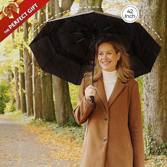 Blue Automatic Windproof Travel Umbrella Compact Folding Umbrella Auto Open and Close with Vented Double V888-ELOSUNG40547