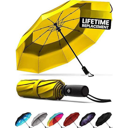 Yellow Automatic Windproof Travel Umbrella Compact Folding Umbrella Auto Open and Close with Vented Double V888-ELOSUNG40548