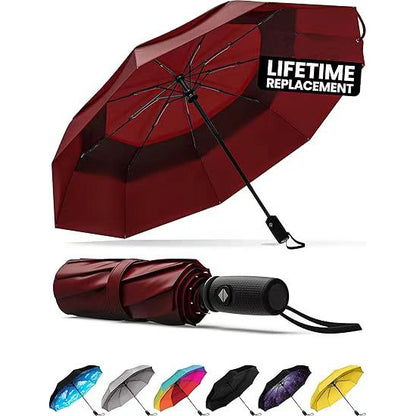 Red Automatic Windproof Travel Umbrella Compact Folding Umbrella Auto Open and Close with Vented Double V888-ELOSUNG40549