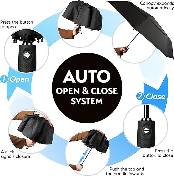 Red Automatic Windproof Travel Umbrella Compact Folding Umbrella Auto Open and Close with Vented Double V888-ELOSUNG40549