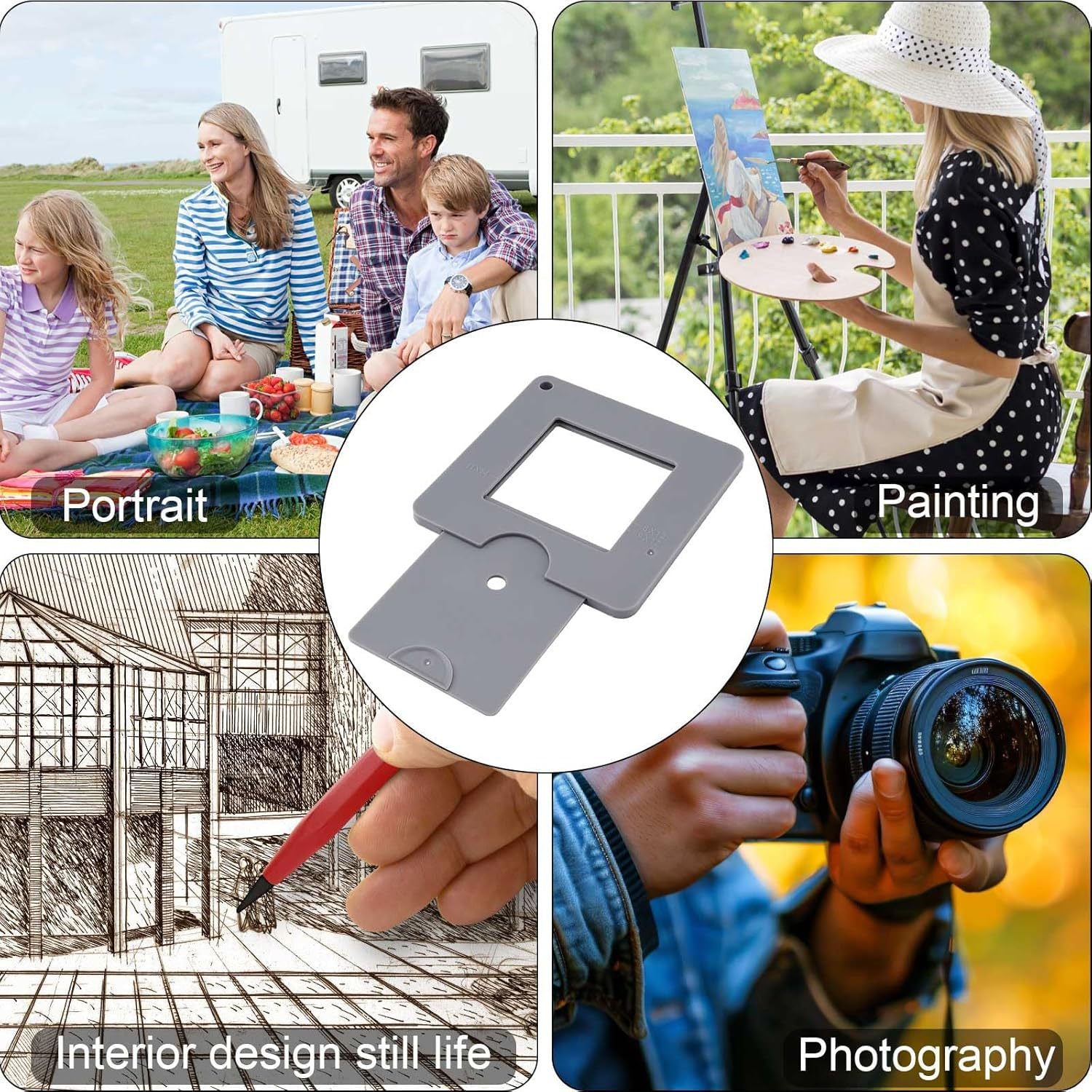 3-PCS Grey Portable Artist View Catcher Viewfinder Tool for Painting Composition and Colour Value V888-ELOSUNG40553