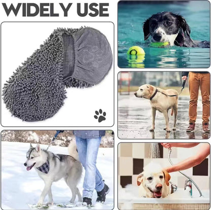 Grey Super Absorbent Pet Bath Towel with Hand Pockets Quick Dry Chenille Microfibre for Dogs and Cats Large V888-ELOSUNG40557